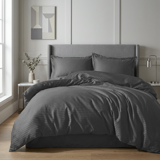 Bomuldssatin lux striped sengetøj 1