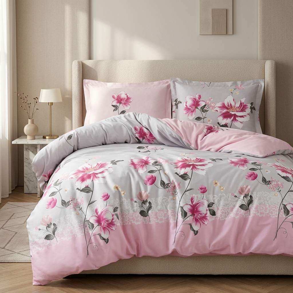 Flowerdream rosa sengetøj 1