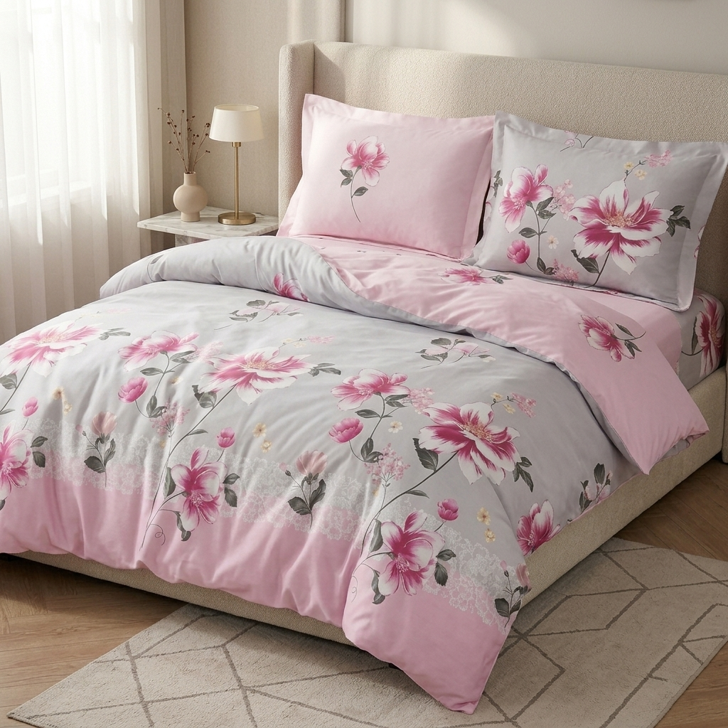 Flowerdream rosa sengetøj 4