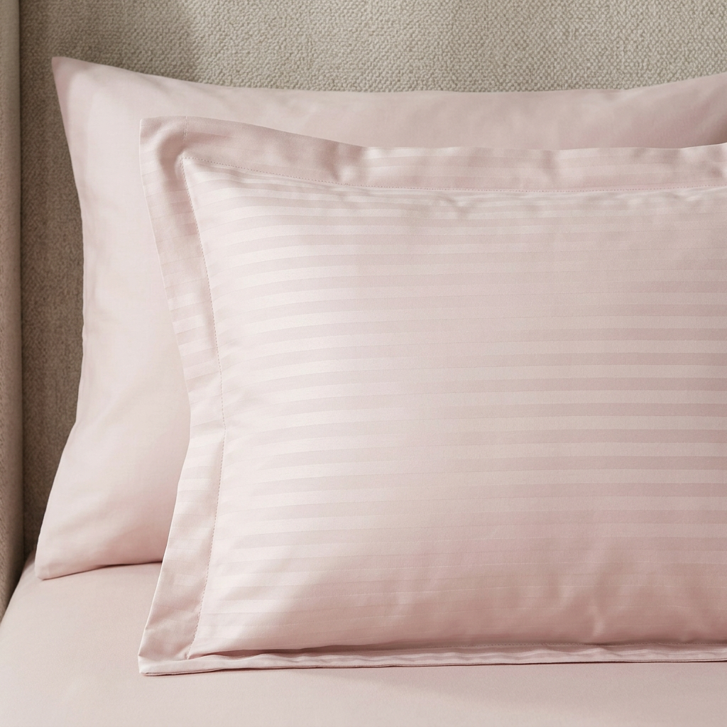 Pudebetræk 60×63 – Striped Exclusive i rosa bomuldssatin