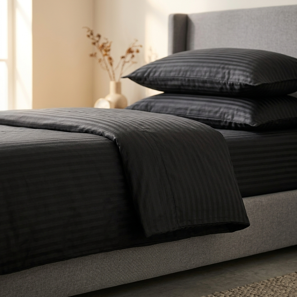 Bomuldssatin lux striped sengetøj