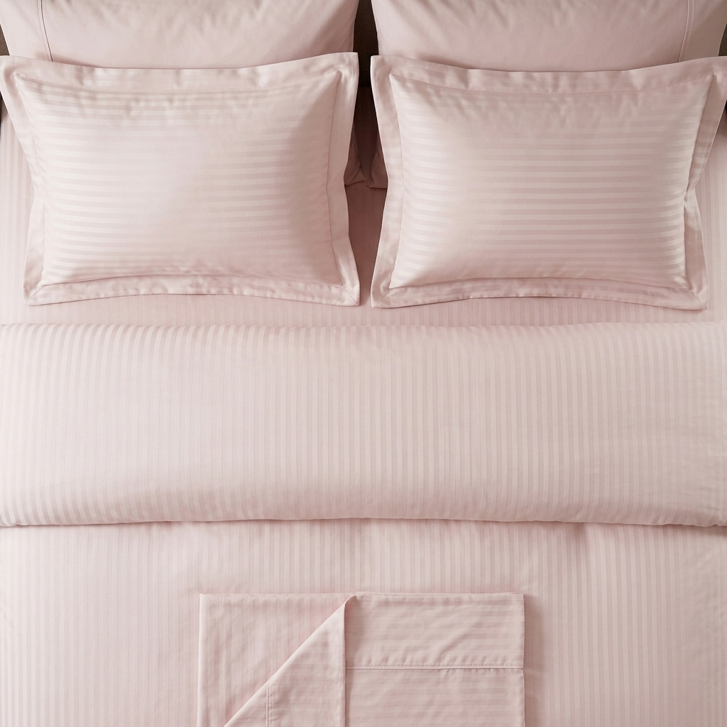 Pudebetræk 60×63 – Striped Exclusive i rosa bomuldssatin